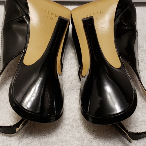 Nine West Rebellion black leather slingbacks, 6.5 - Picture 8 of 12